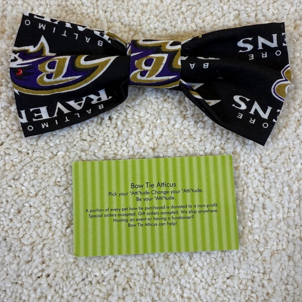 NWOT Pet Bow Tie Atticus Baltimore Ravens NFL Football‎ - Picture 2 of 5